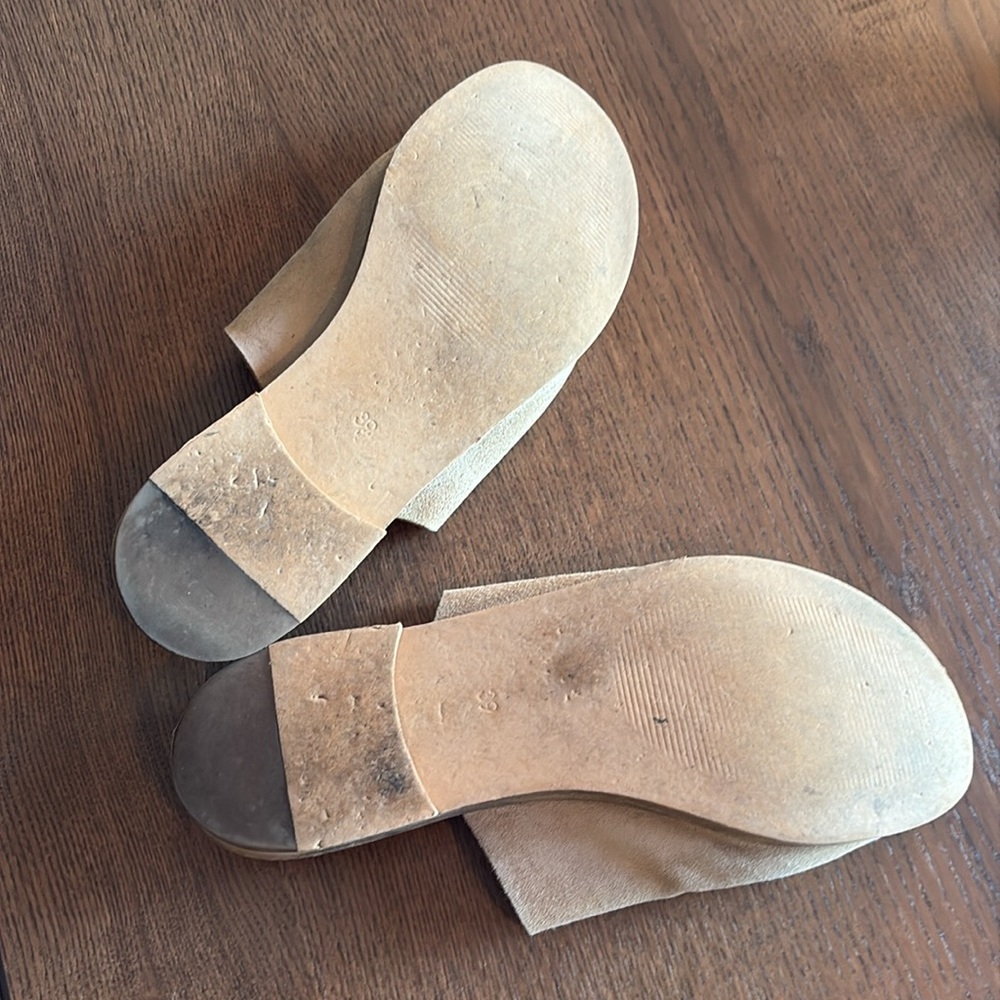 AGENDA - Women's Tan Suede Slide Sandals - Picture 6 of 7
